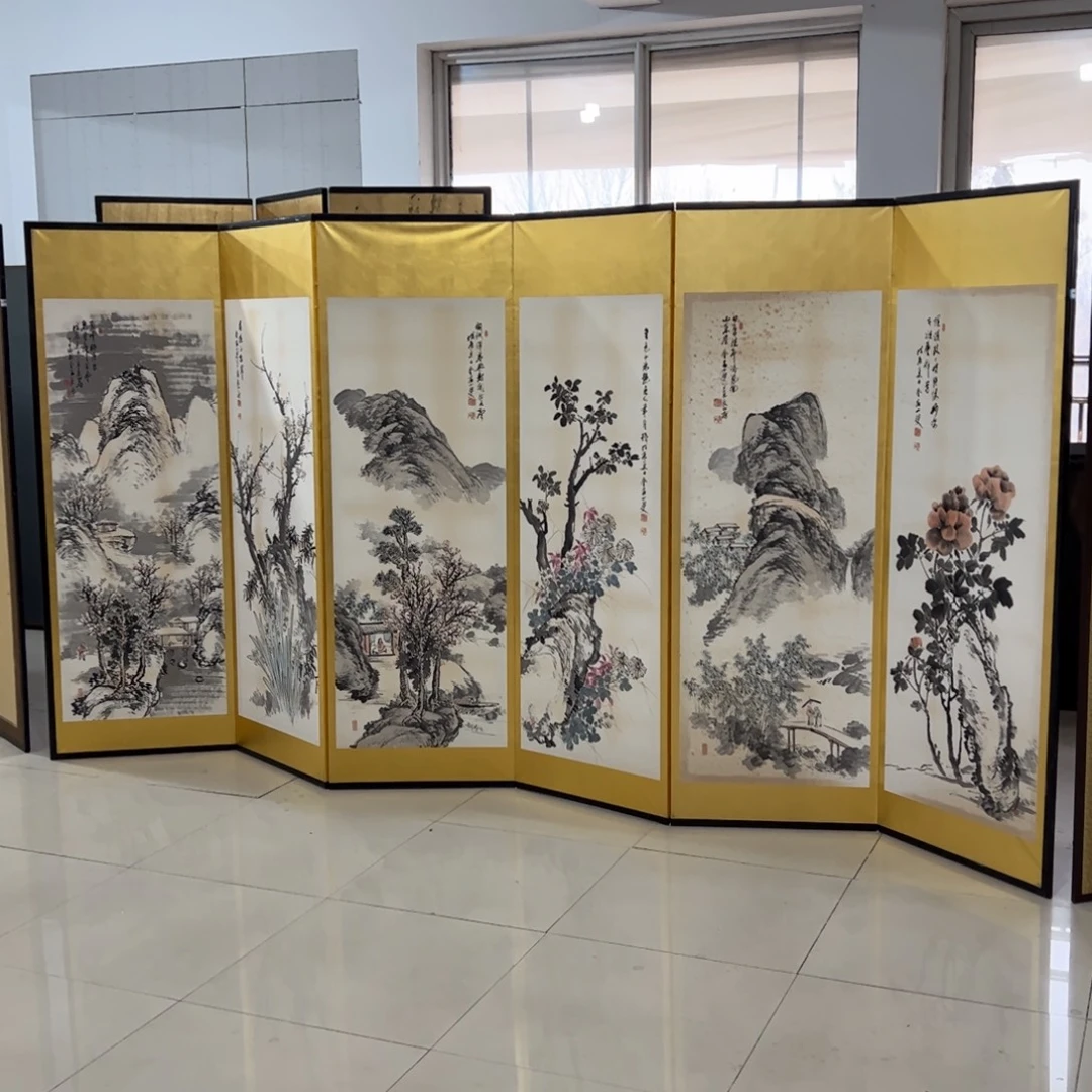 绘画屏风框画茶空间设计