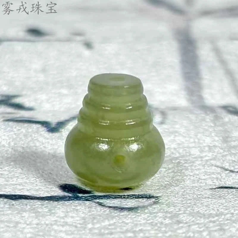 雾戎珠宝和田玉青海料三通佛头DIY108手串手链饰品配饰