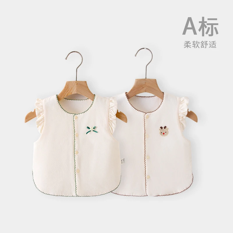 加棉个性男女宝加棉婴幼儿满月无袖马甲坎肩外套花边可爱宝宝衣服