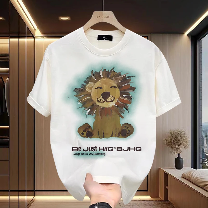 美式痞帅重磅短袖T恤青年男女百搭印花款夏季ins潮牌圆领上衣