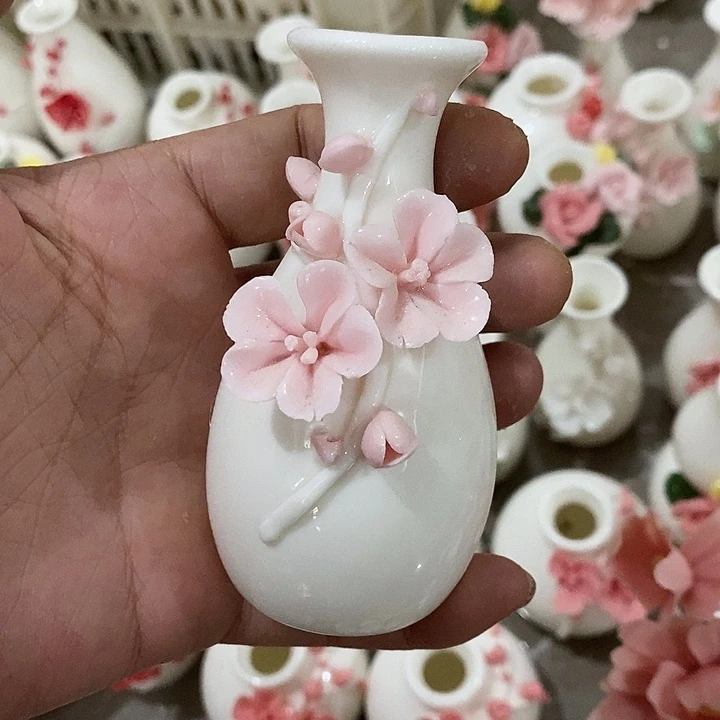 瓷片纯手工陶瓷花摆件瑕