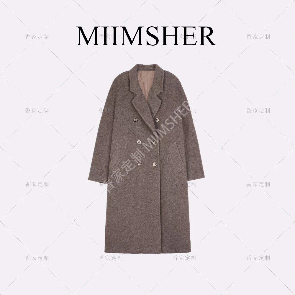 西雅图女神羊毛混纺新面料苏力羊驼绒秋冬长款大衣女外套MS241890