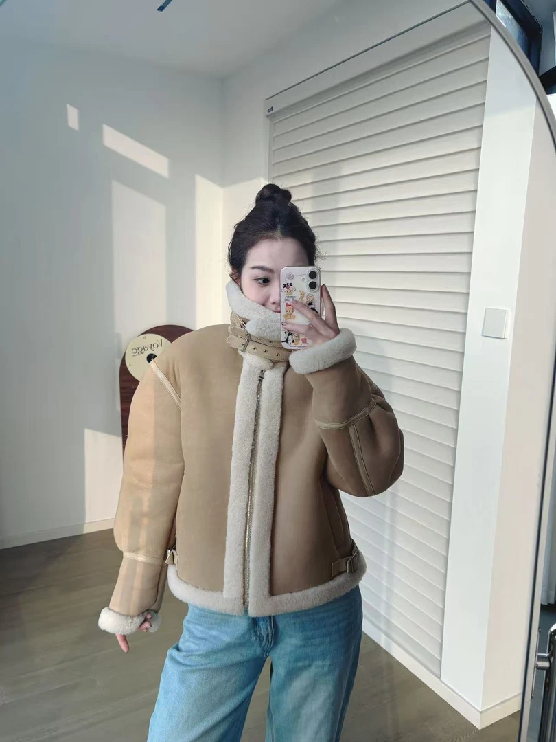 皮毛一体机车服冬季保暖款