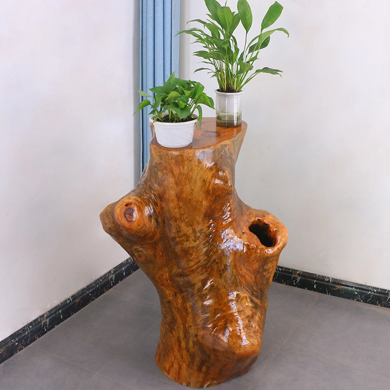 根雕花架摆件客厅实木艺术花架树根花架落地摆件博古架MH10839