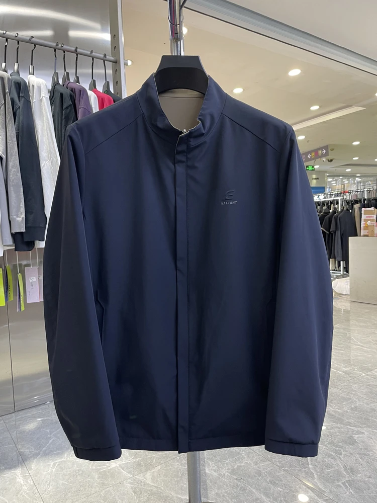 （3Y671）春秋新款简约立领双面穿夹棉休闲商务夹克品牌撤柜剪标