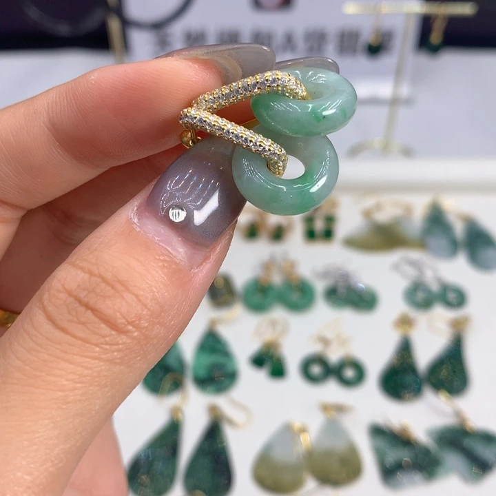 翡翠银S925镶嵌耳饰耳饰