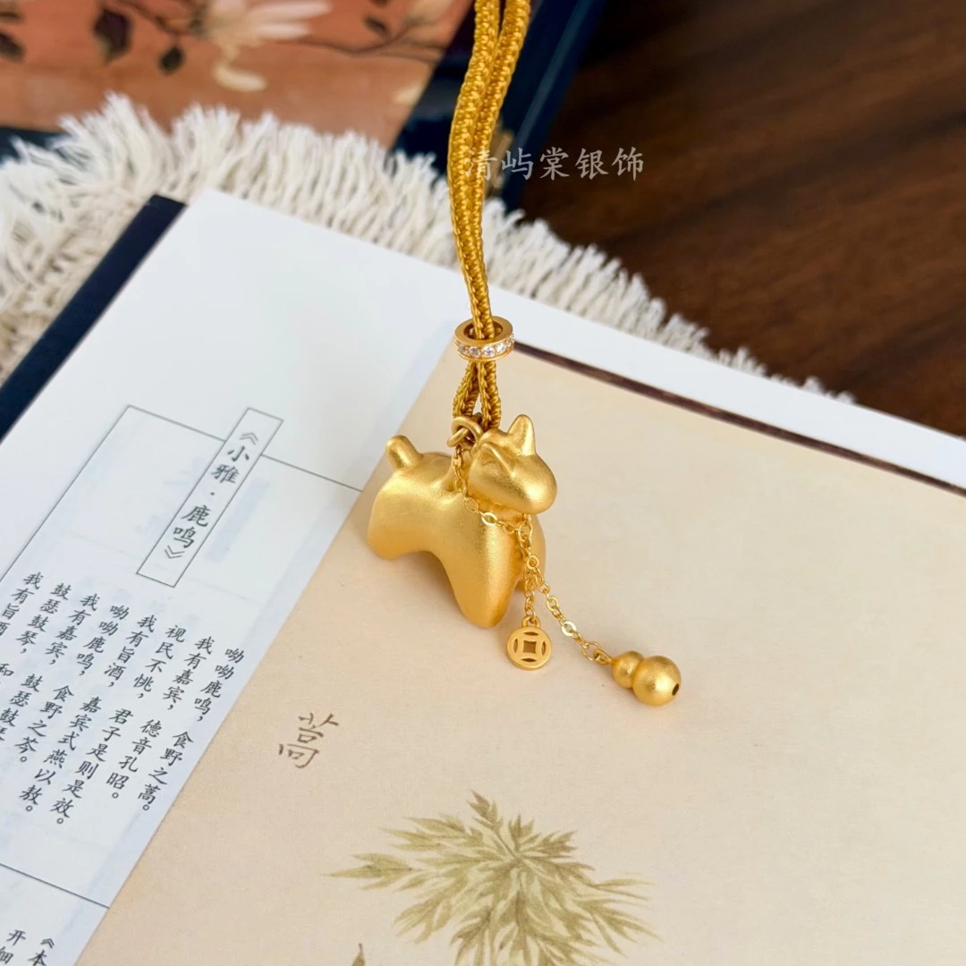 吊坠足银 清屿棠【马上有钱】足银999福禄铜钱镀金吊坠约6g