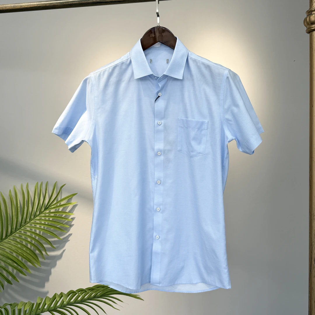 全棉！透气清爽商务正装免烫短袖衬衫修身打底衬衣 Y5T0804