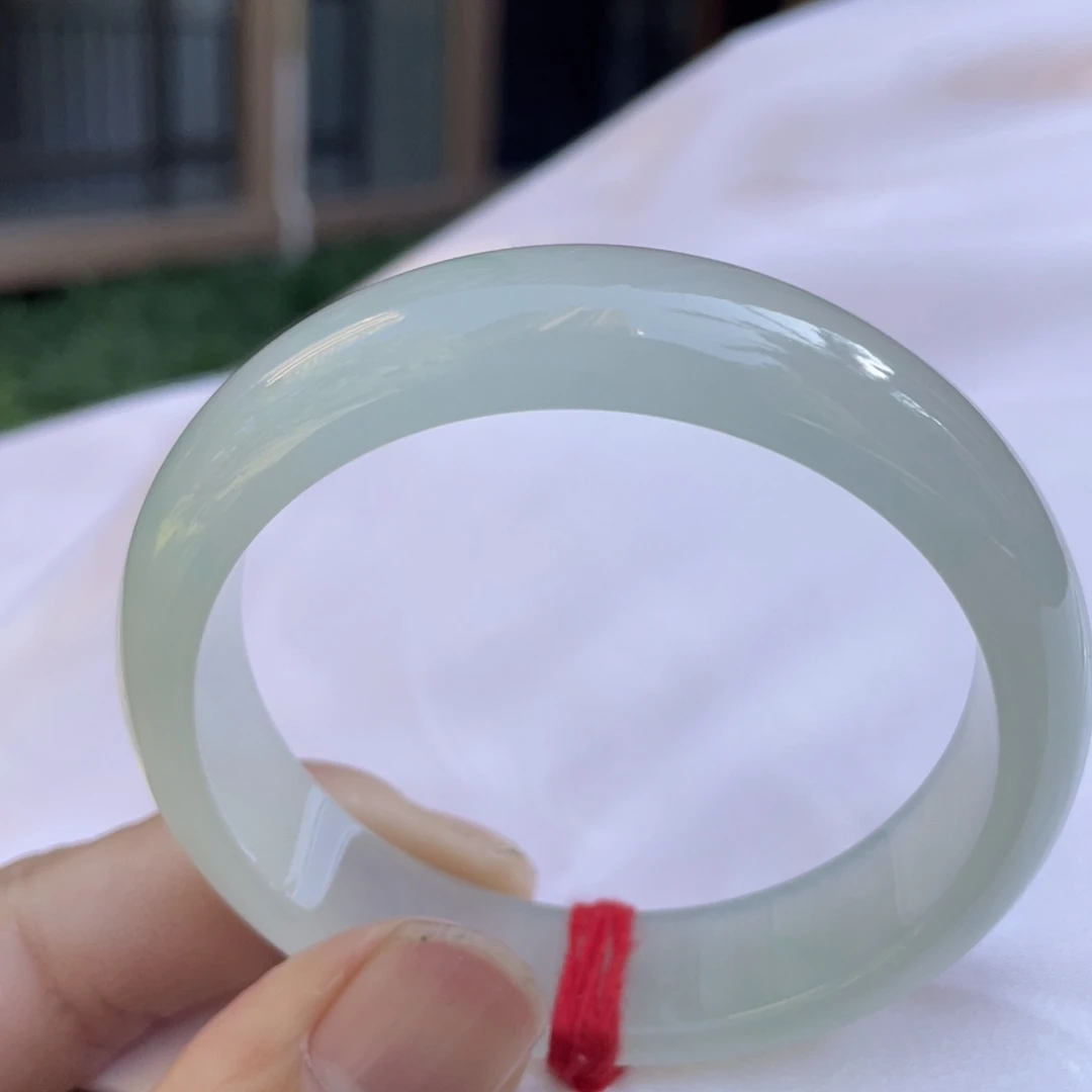 翡翠未镶嵌手镯58糯冰绿晴种老肉细起胶起莹光