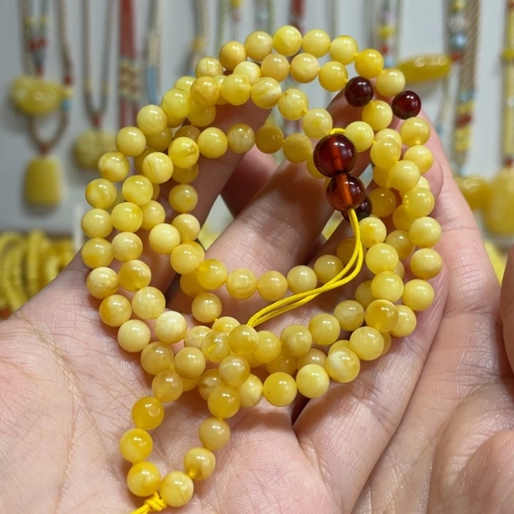 蜜蜡未镶嵌手链特价瑕疵6mm