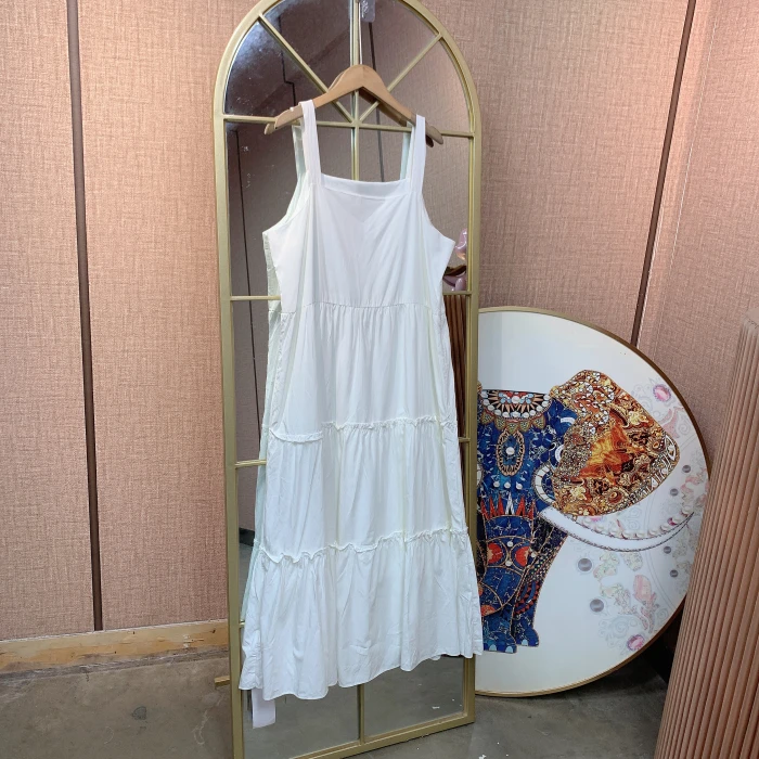 BL420孕妇白色吊带裙100-140