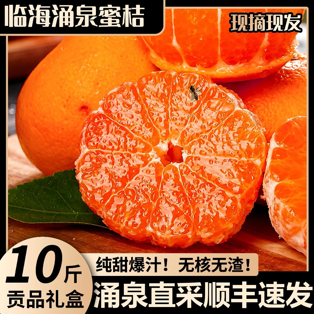 【浙江临海涌泉蜜桔】纯甜送礼无渣早熟现摘现发黄岩橘台州涌泉蜜桔