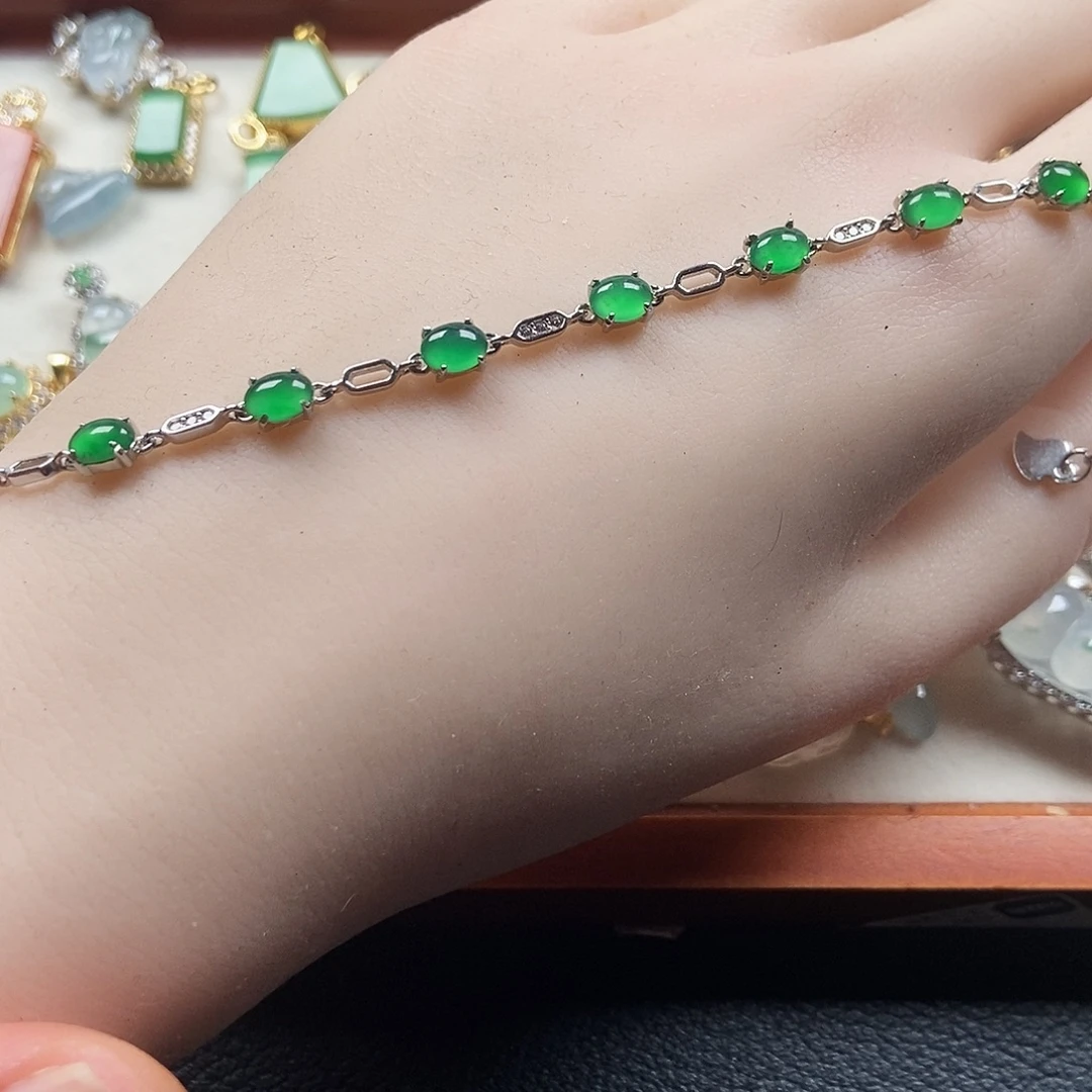 翡翠银S925镶嵌手链