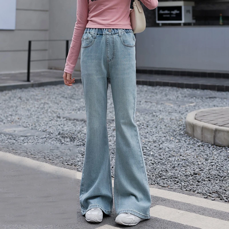 女童裤子春款2025新款舒适百搭中大童春季宽松阔腿裤洋气牛仔长裤