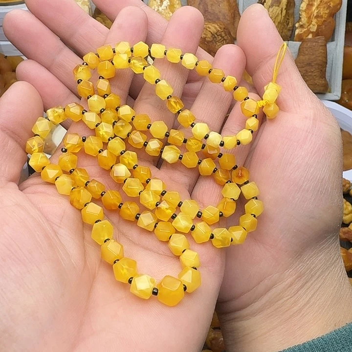 琥珀未镶嵌裸石天然蜜蜡项链