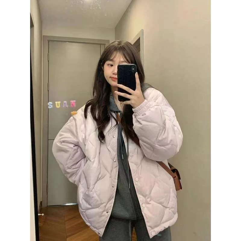 2025新款菱格棉服短款棉服女韩版洋气ins风冬装棉衣夹棉外套