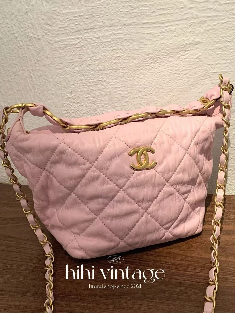 99新 Chanel/香奈儿 21S粉金饭盒饺子包/12489983
