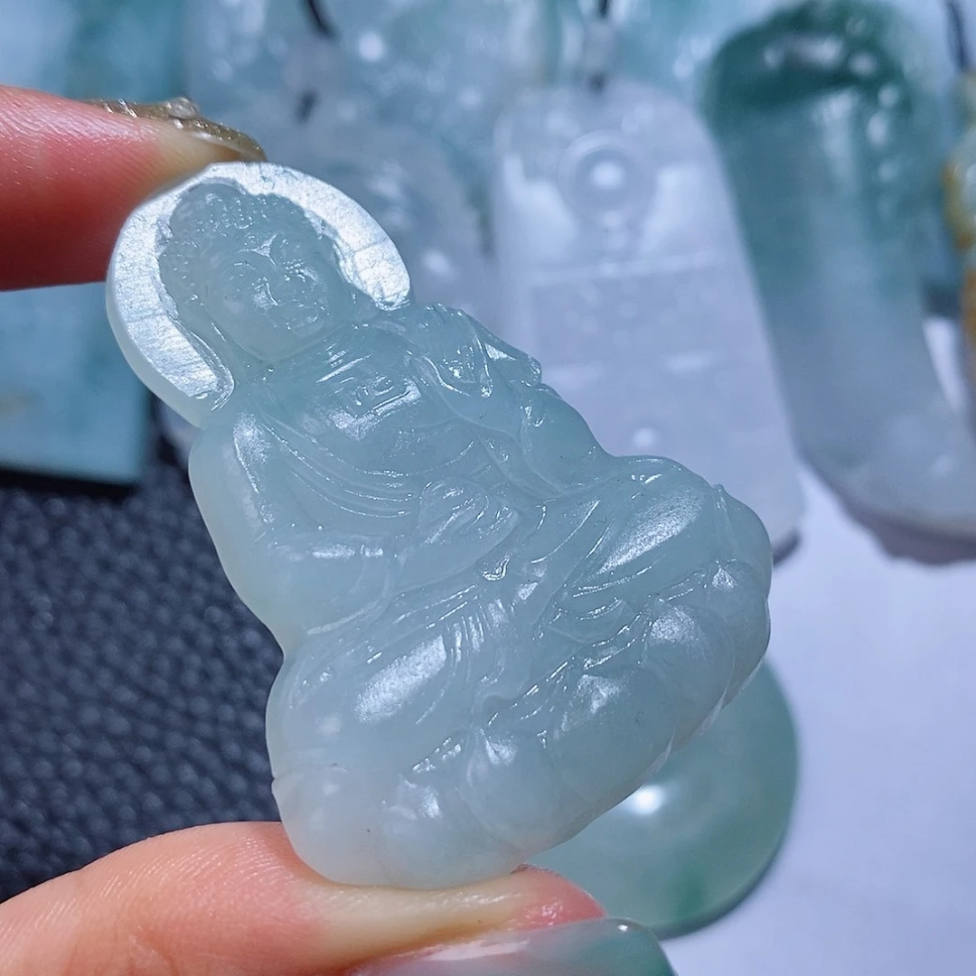 定制翡翠未镶嵌毛货付款后确认抛光