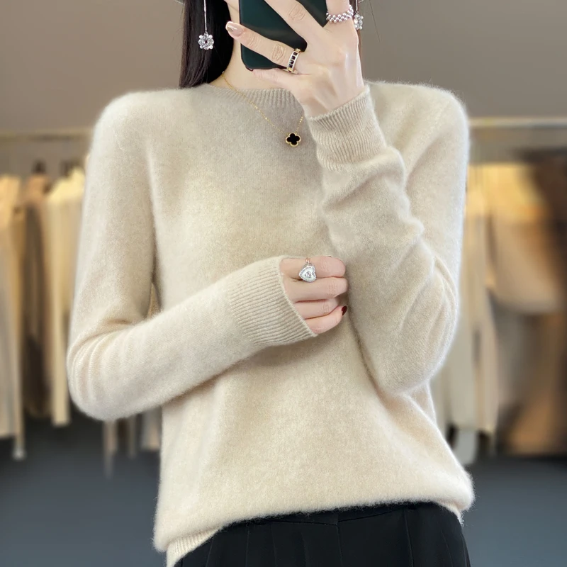 一线成衣~25秋冬新款100羊绒衫女圆领宽松休闲气质百搭针织打底 3