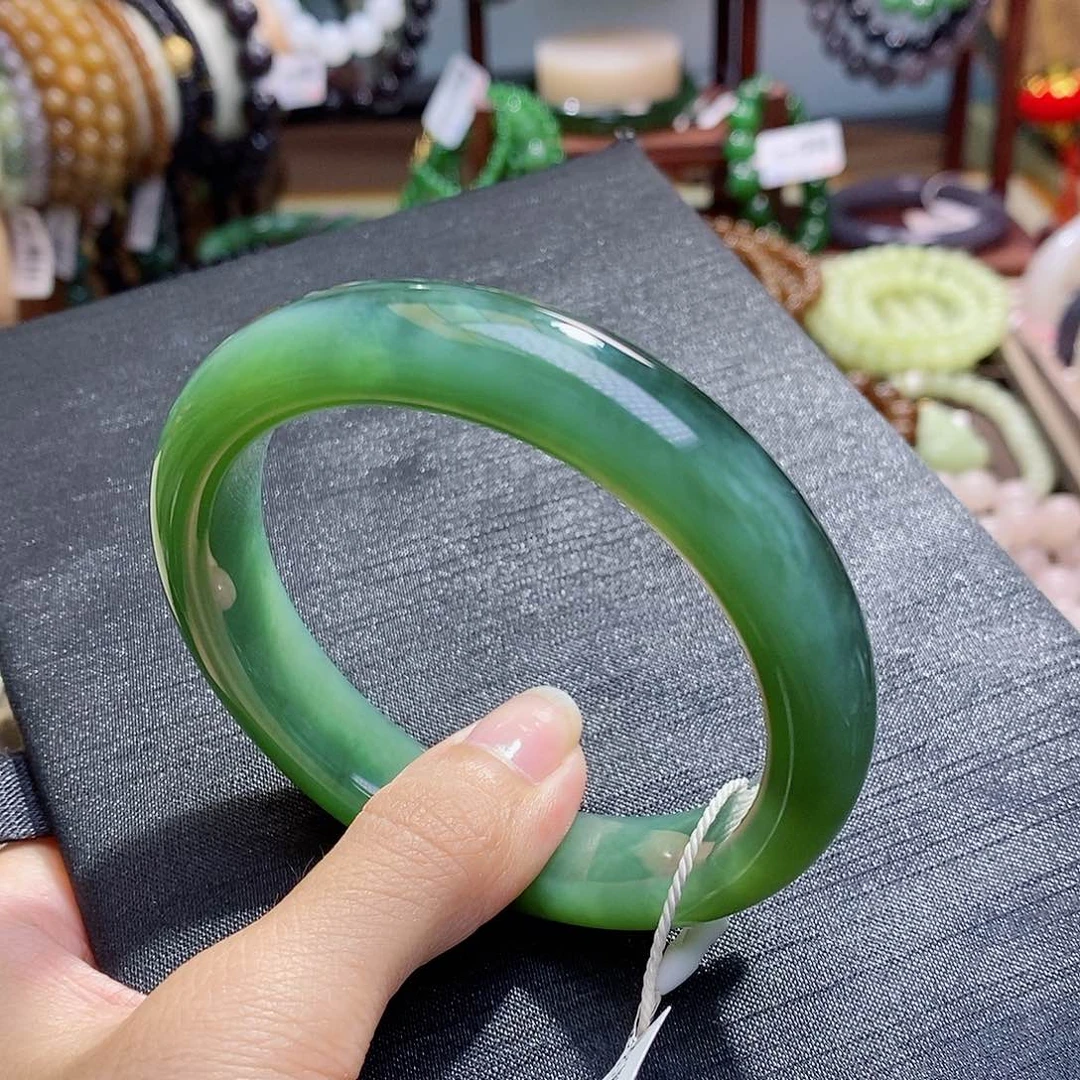 和田玉未镶嵌颈饰碧玉猫眼手镯59圈口