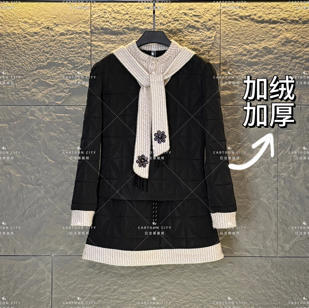 LLVD-B311【加绒】秋季新品<重工系列>长袖卫衣翻领重工套装两件套