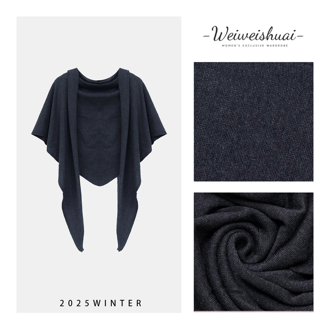 【广州微姐】时尚气质极简风纯色三角针织披肩2235