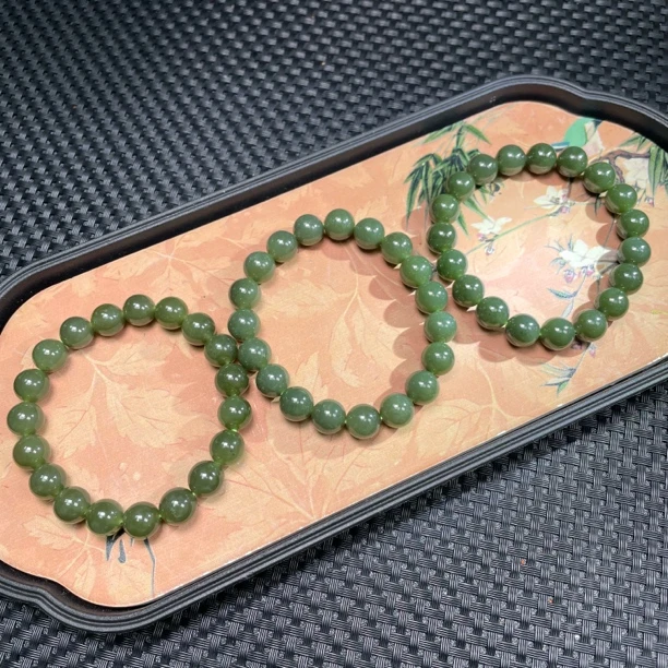 新疆和田玉青黄口约10mm微瑕手串（多样性发一件）