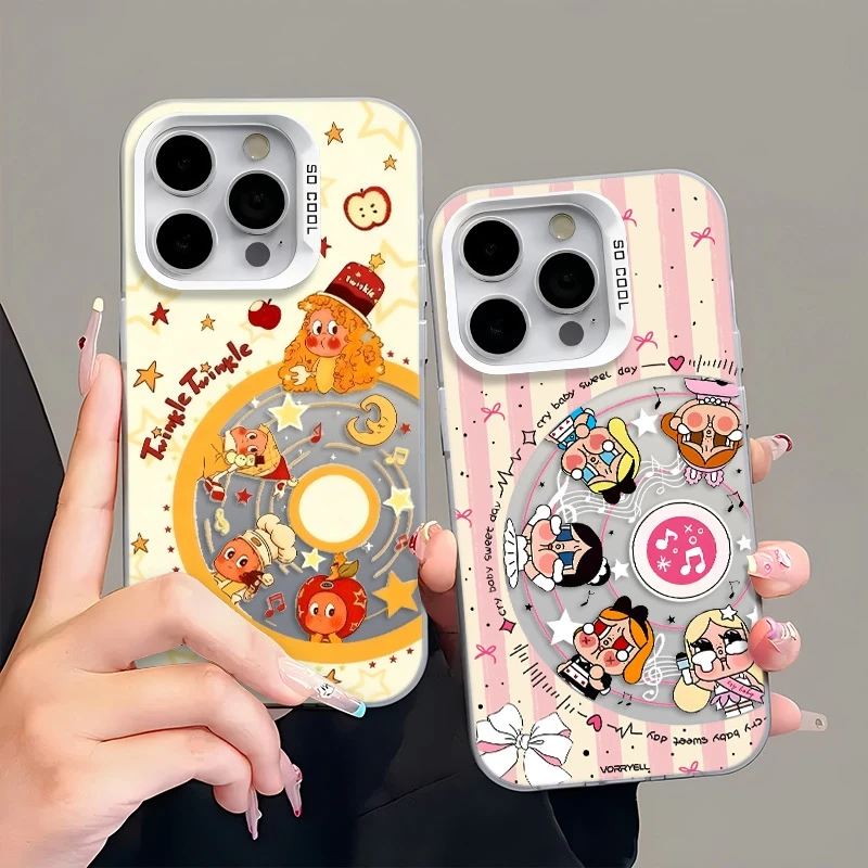 音乐硅胶彩银手机壳适用苹果iPhone16小米17手机镂空创意防摔哭娃