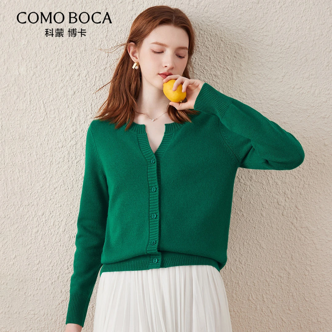 COMOBOCA/科蒙·博卡圣诞开衫毛衣秋冬针织百搭纯色羊毛衫KSQ3099