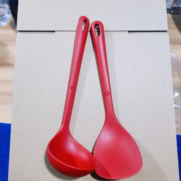 出意大利 红色硅胶锅铲➕汤勺【一套】长度31.5cm家用长柄厨房用菜铲