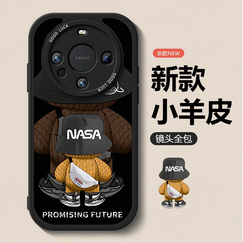 背影熊适用华为mate70pro手机壳mate60新款pura70小羊皮情侣p70潮