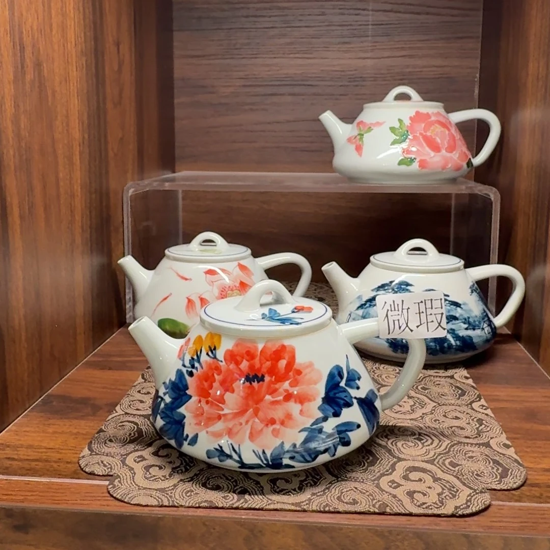 釉下手绘茶具微瑕