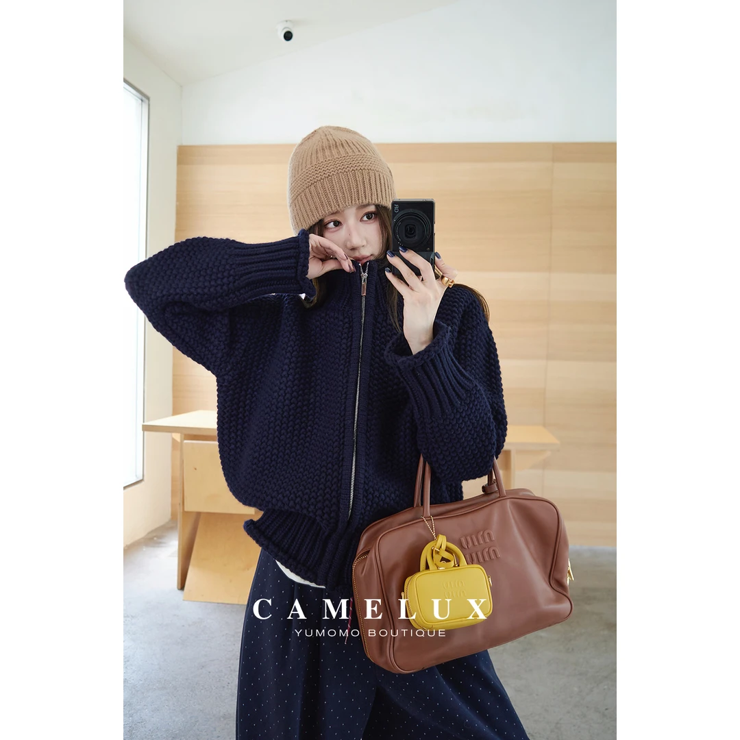 【Camelux线】千克级重磅毛衣外套 100羊毛|粗针菠萝花工艺 QHA2022