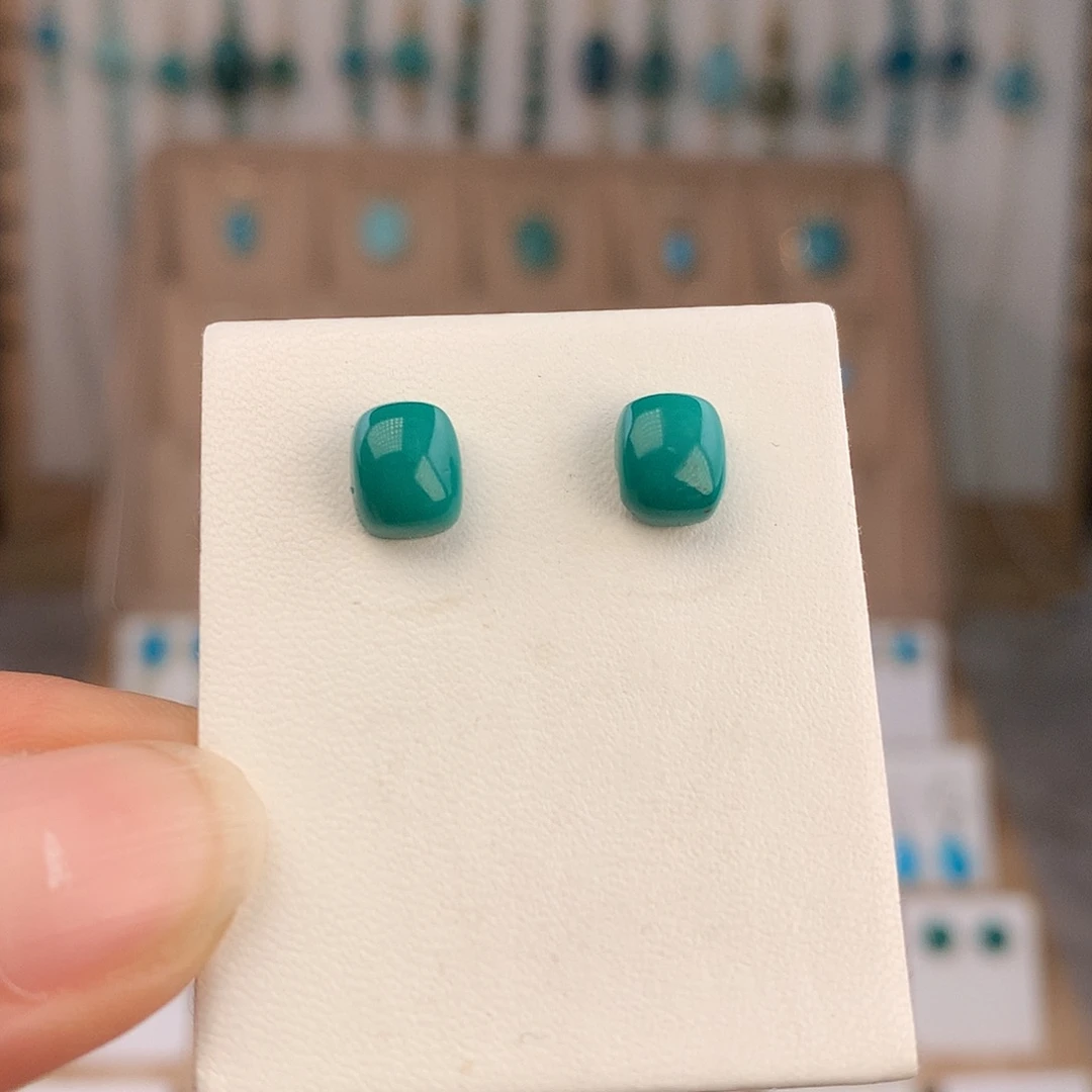 绿松石银S925镶嵌耳饰