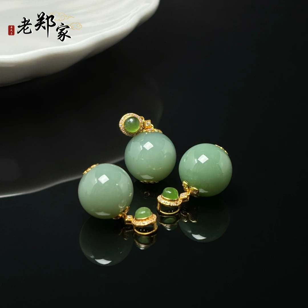 【老郑家】18K金和田玉单珠挂件 多样性发1件不带链3088-1