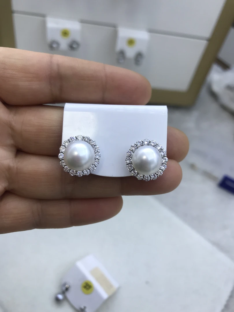 天然淡水珍珠耳钉S925
