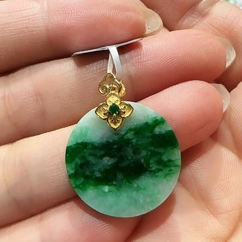 翡翠银S925镶嵌吊坠(不含链)