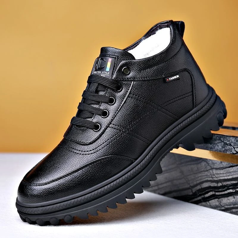 【加绒加厚】冬季男鞋男士皮鞋雪地靴保暖棉鞋时尚休闲鞋软底防滑鞋