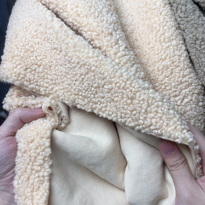 混纺米黄色环保羊毛羔1米