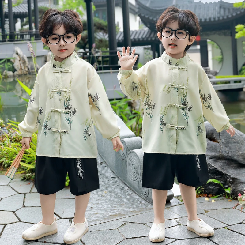 儿童夏款古风长袖表演服套装国风防晒衣服民族风新中式薄款两件套