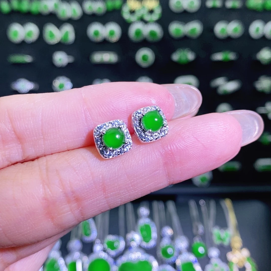 翡翠银S925镶嵌耳饰多样性