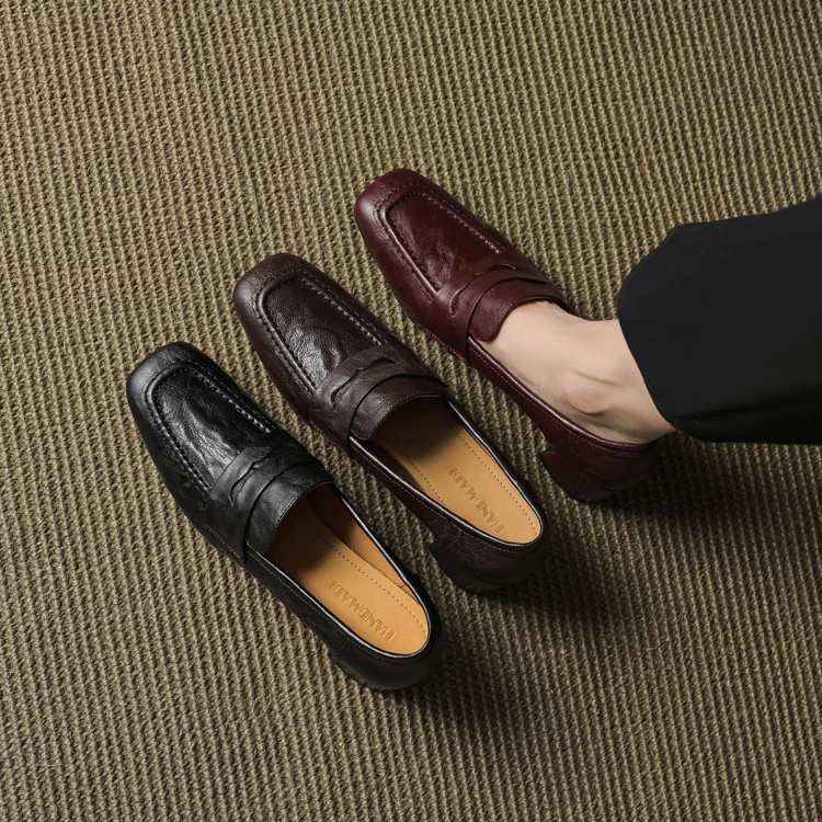 5cm 通勤休闲舒适百搭粗跟单鞋春秋英伦风小皮鞋简约时尚方头单鞋