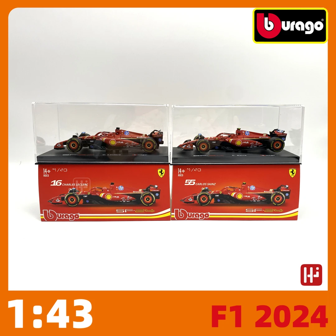 burago/比美高F1法拉利SF24精装赛车合金车模2024勒克莱尔 赛恩斯