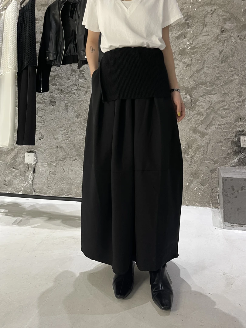 Y2K#8863春季福利重工拼接毛线屁帘半身长裙，裙长：92cm