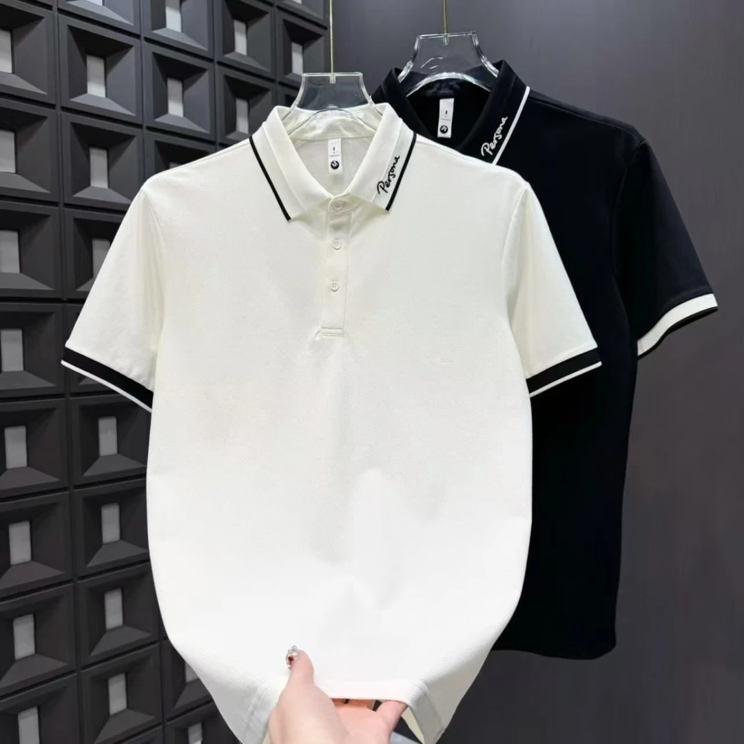 男士短袖t恤夏季潮牌翻领上衣服半袖有领刺绣POLO衫潮流男装小众