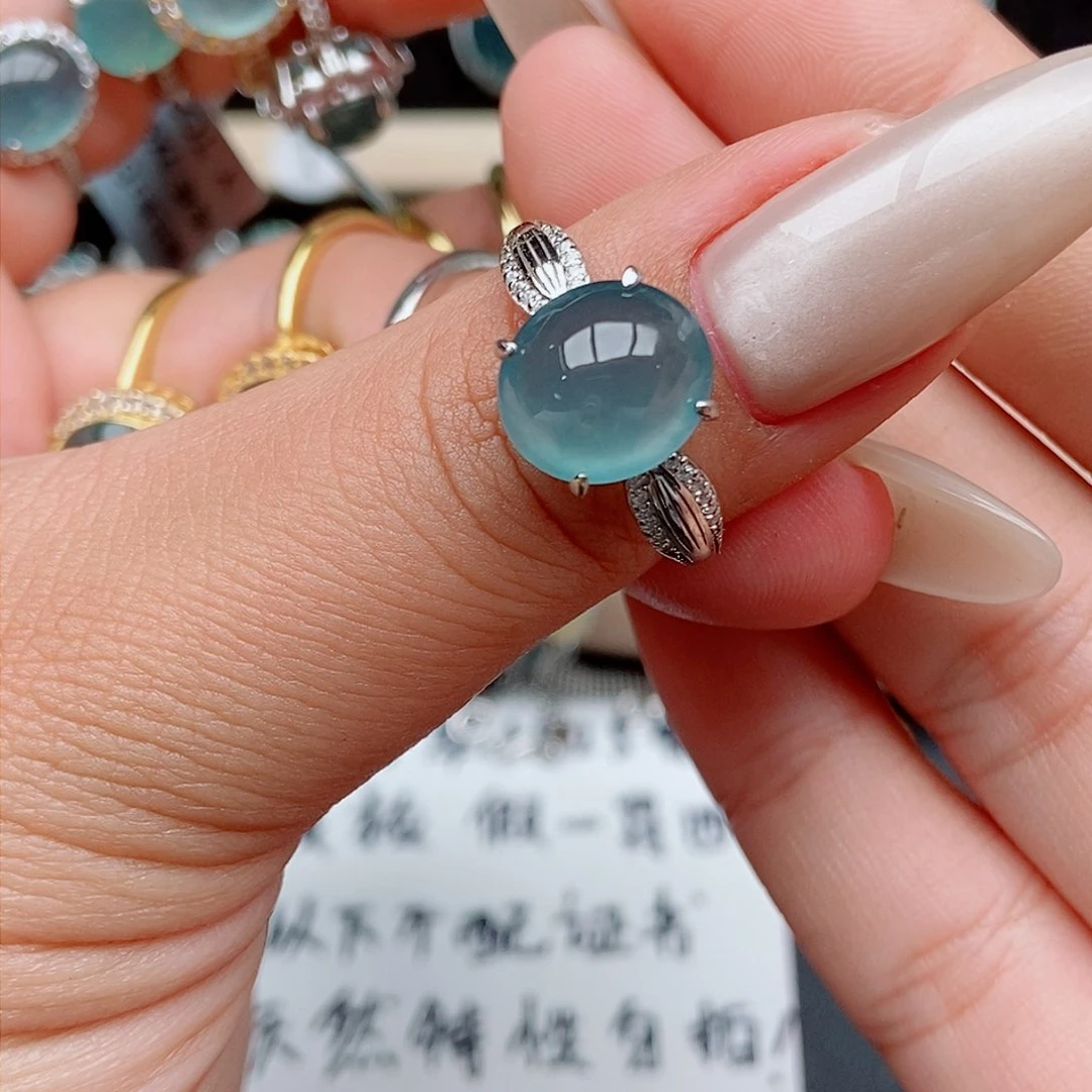 翡翠戒指银S925镶嵌丶*语8588