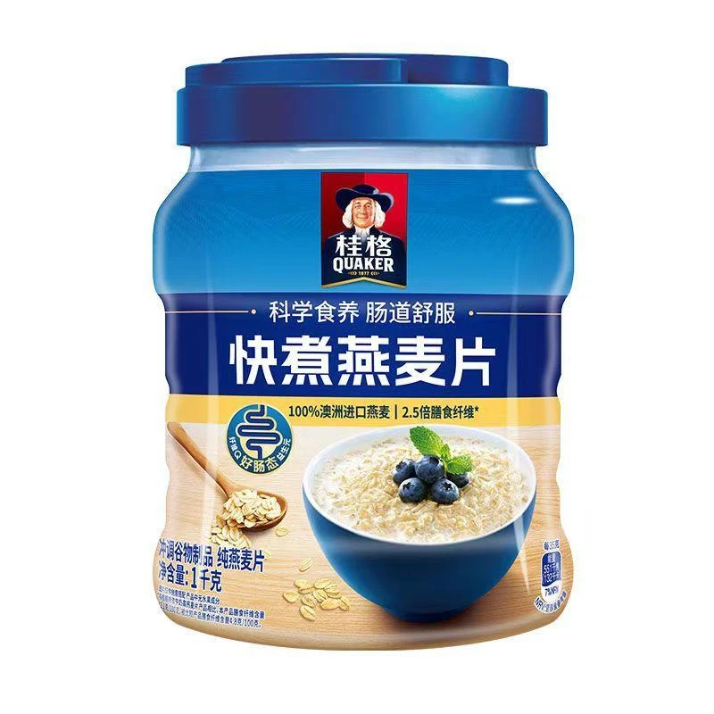 煮快桂格燕麦片原味麦片营养早餐谷物冲泡饮料代餐整箱批发1000g