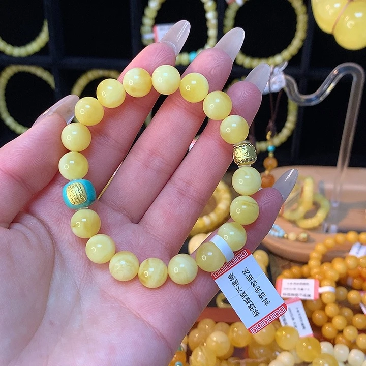 琥珀手链未镶嵌蜜蜡手串圆珠