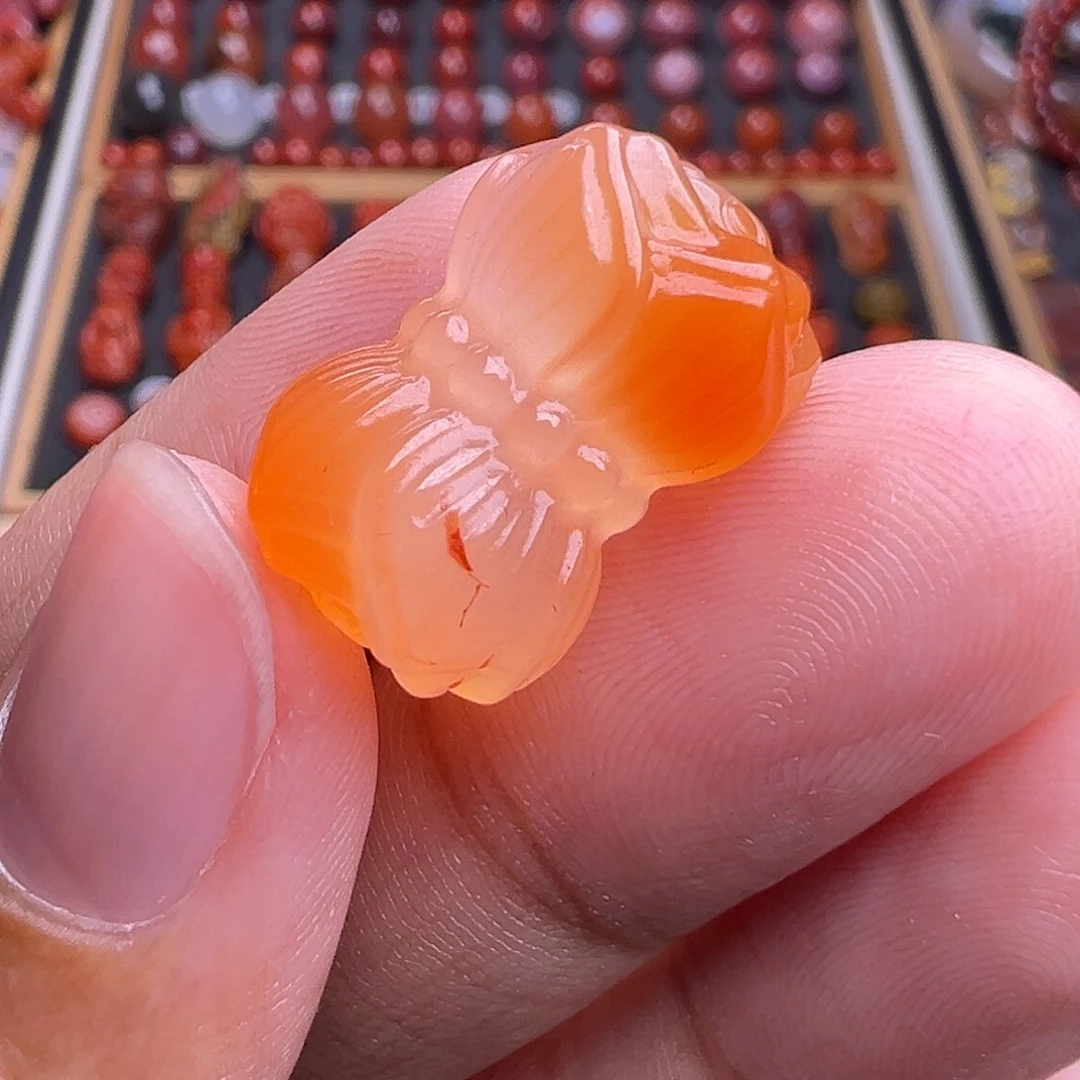 南红玛瑙未镶嵌珠宝奇石落日橘并蒂莲12.5Ｘ长长18.7mm