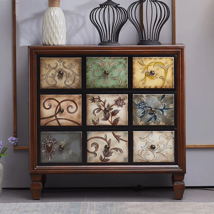 【90*40*90cm】巴宝莉美式斗柜实木客厅玄关柜卧室储物抽屉收纳柜